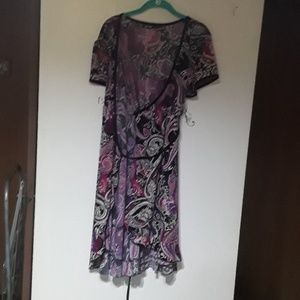 Wine Color Paisley Wrap around Dress